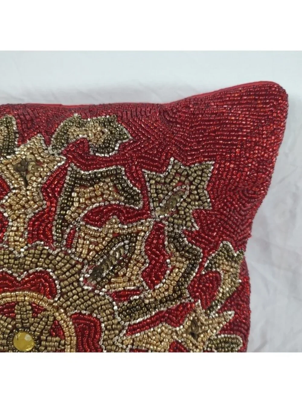 Pier 1 Imports Red Gold Beaded 12